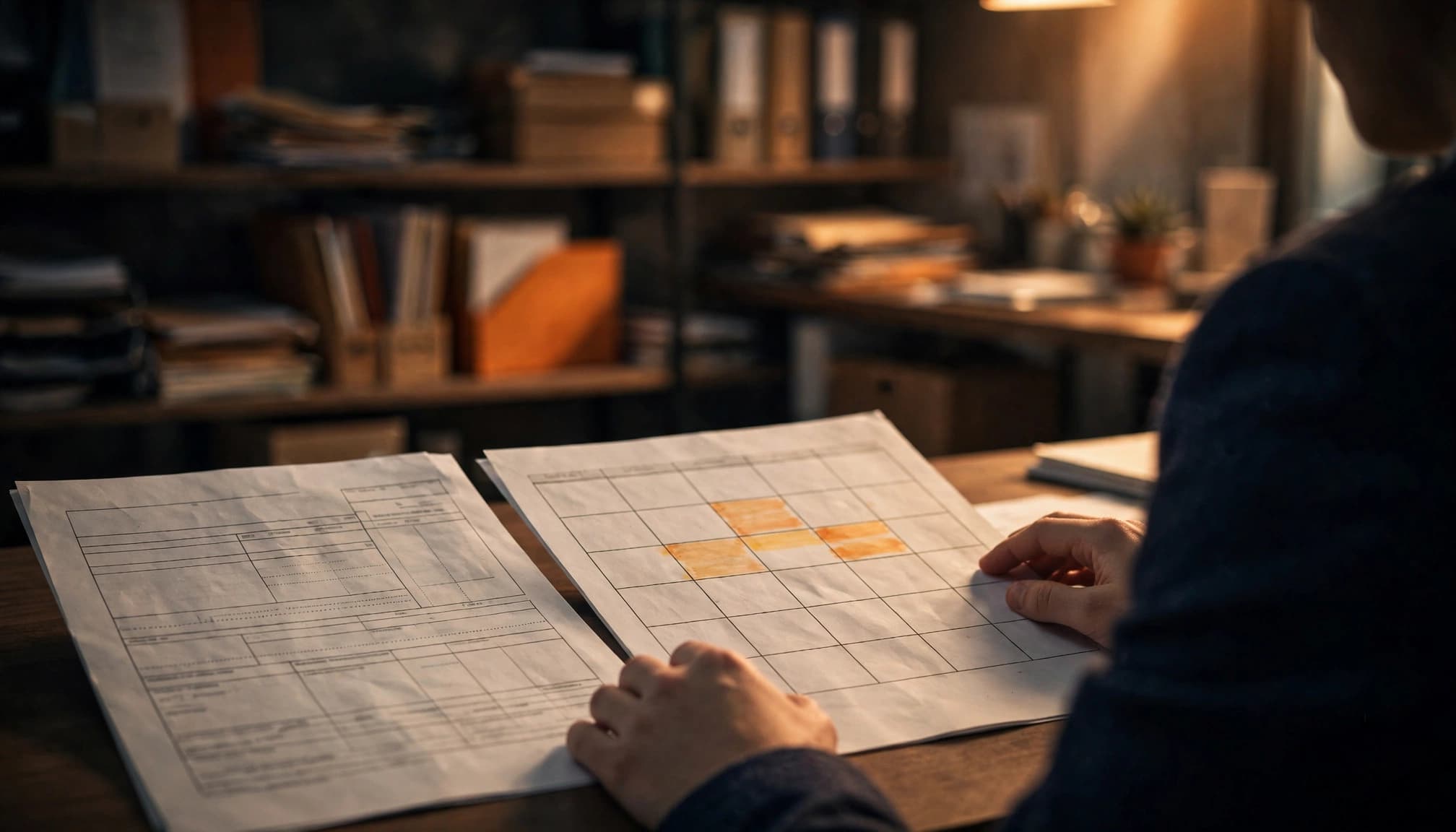 Una specialista controlla un cedolino e un calendario con alcune caselle segnate.